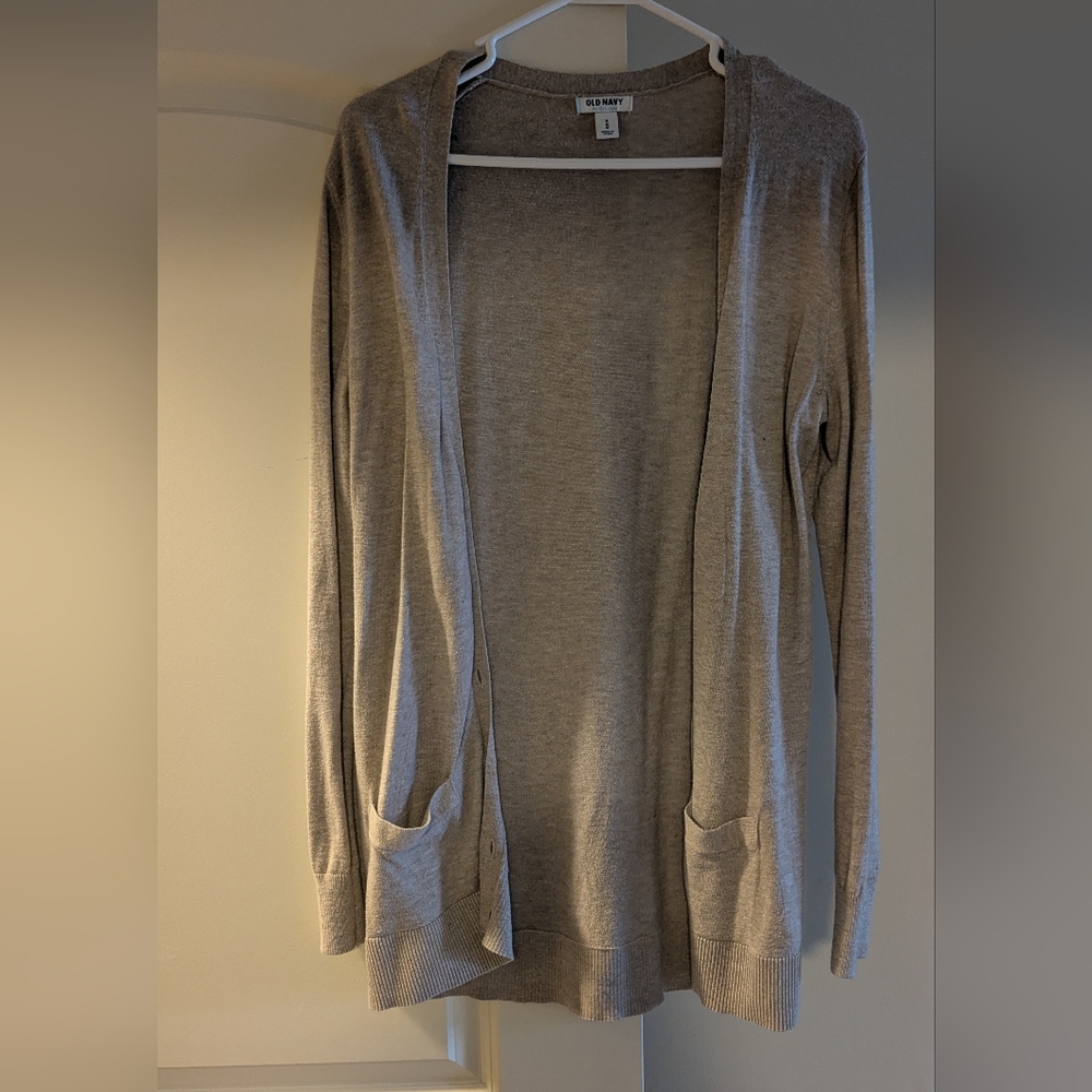 Old Navy Gray Cardigan Sweater Classic Knit